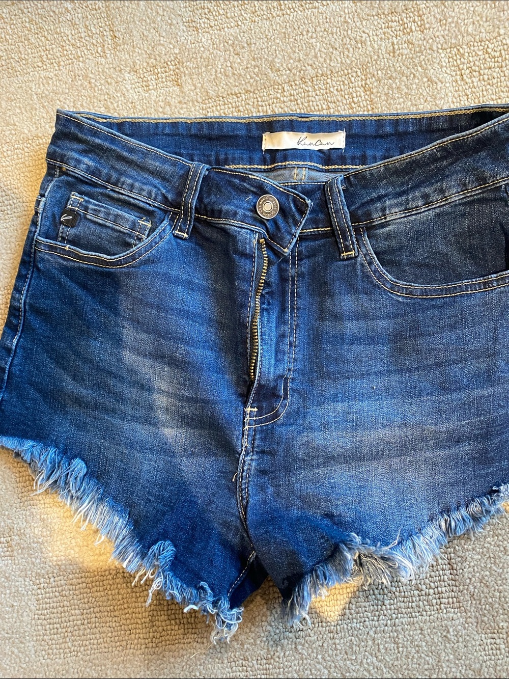 KanCan Dark Blue Distressed Denim Jean Shorts